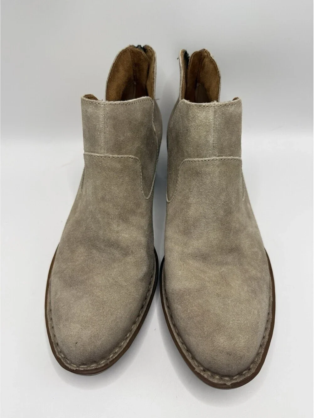 Born Beth Ankle Boots Zip Beige Distressed Women Sz 8.5 M NWOB